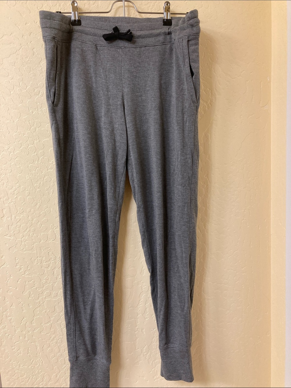 American Giant Heather Gray Jogger Pants with Black Drawstring